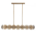 Antique Brass Glass Linear chandelier - Avon Meadow for dining room view 1