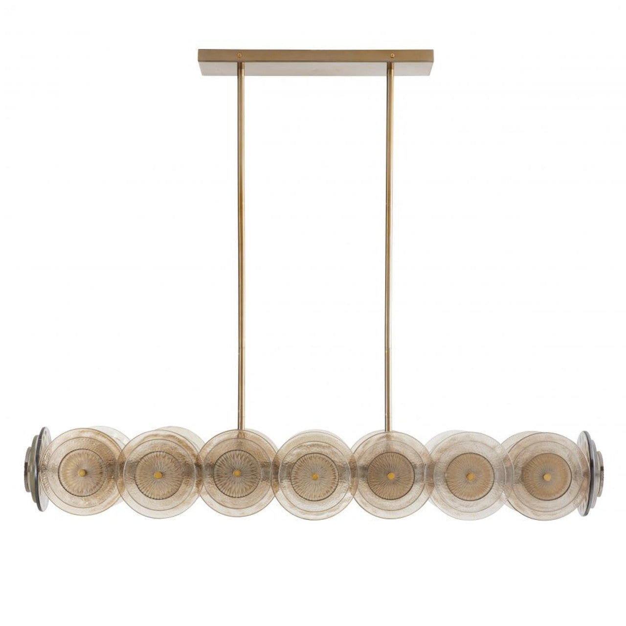 Antique Brass Glass Linear chandelier - Avon Meadow for dining room view 1