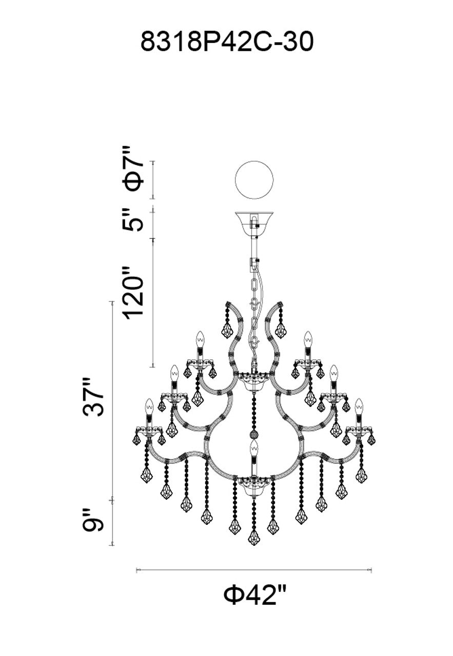Clear Crystal Tiered chandelier - Maren Gleam for dining room view 4