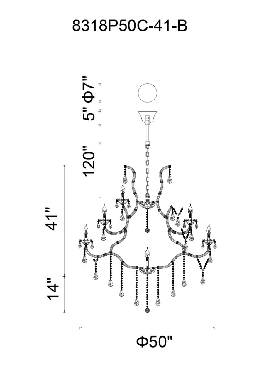 Clear Crystal chandelier - Ottilie Gleam for dining room view 2