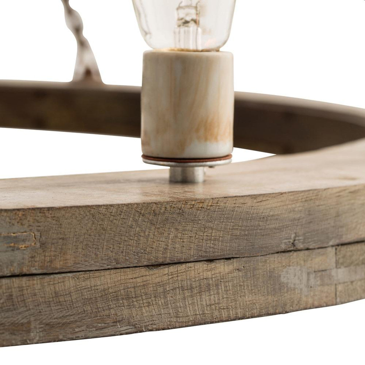 Clear Wood Round chandelier - Celeste Point for dining room view 3