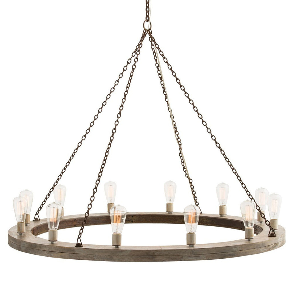 Clear Wood Round chandelier - Celeste Point for dining room view 1