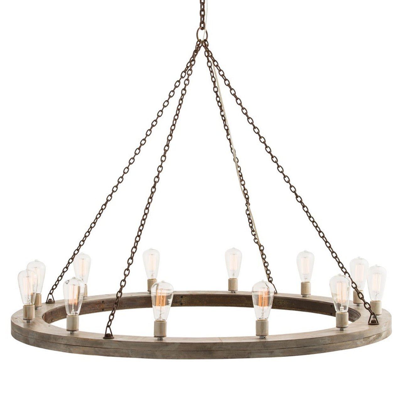Clear Wood Round chandelier - Celeste Point for dining room view 1