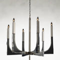 Six-Light Acrylic and Nickel Ceiling Chandelier