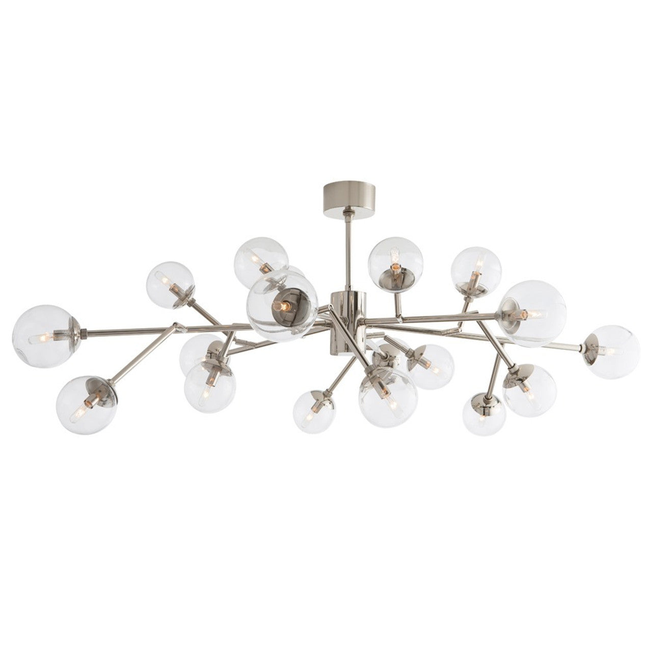 Polished Nickel Glass Round chandelier - Orion Point for dining room view 1