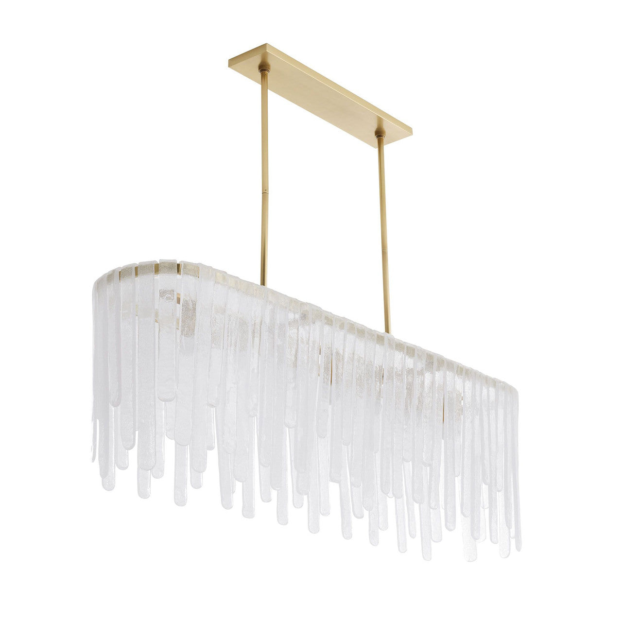 Antique Brass Glass Linear chandelier - Lumen Peak for dining room view 3