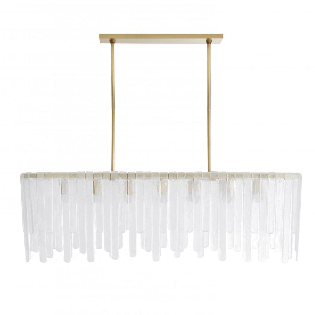 Antique Brass Glass Linear chandelier - Lumen Peak for dining room view 1