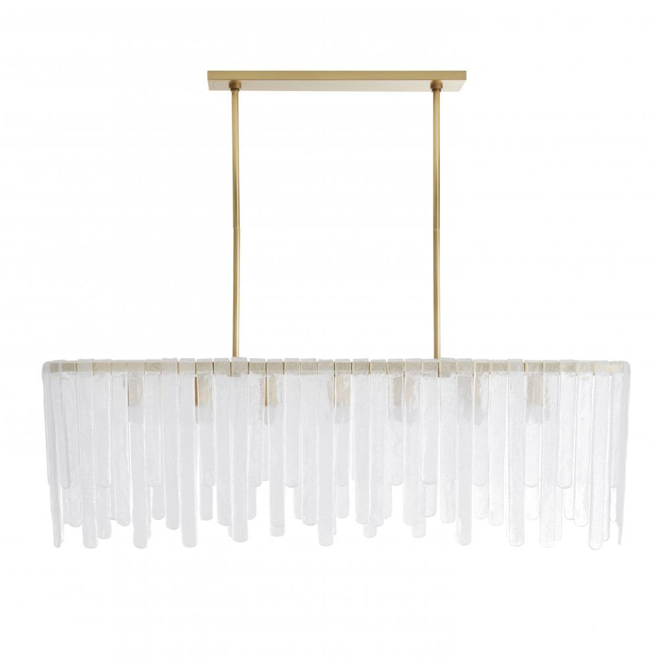 Antique Brass Glass Linear chandelier - Lumen Peak for dining room view 1