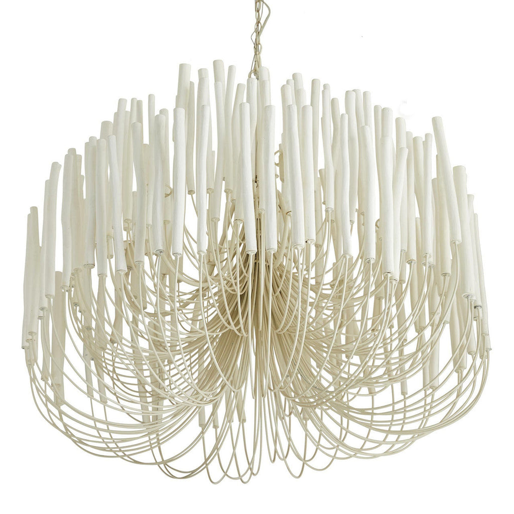 White Wood chandelier - Winslow Peak for dining room view 3