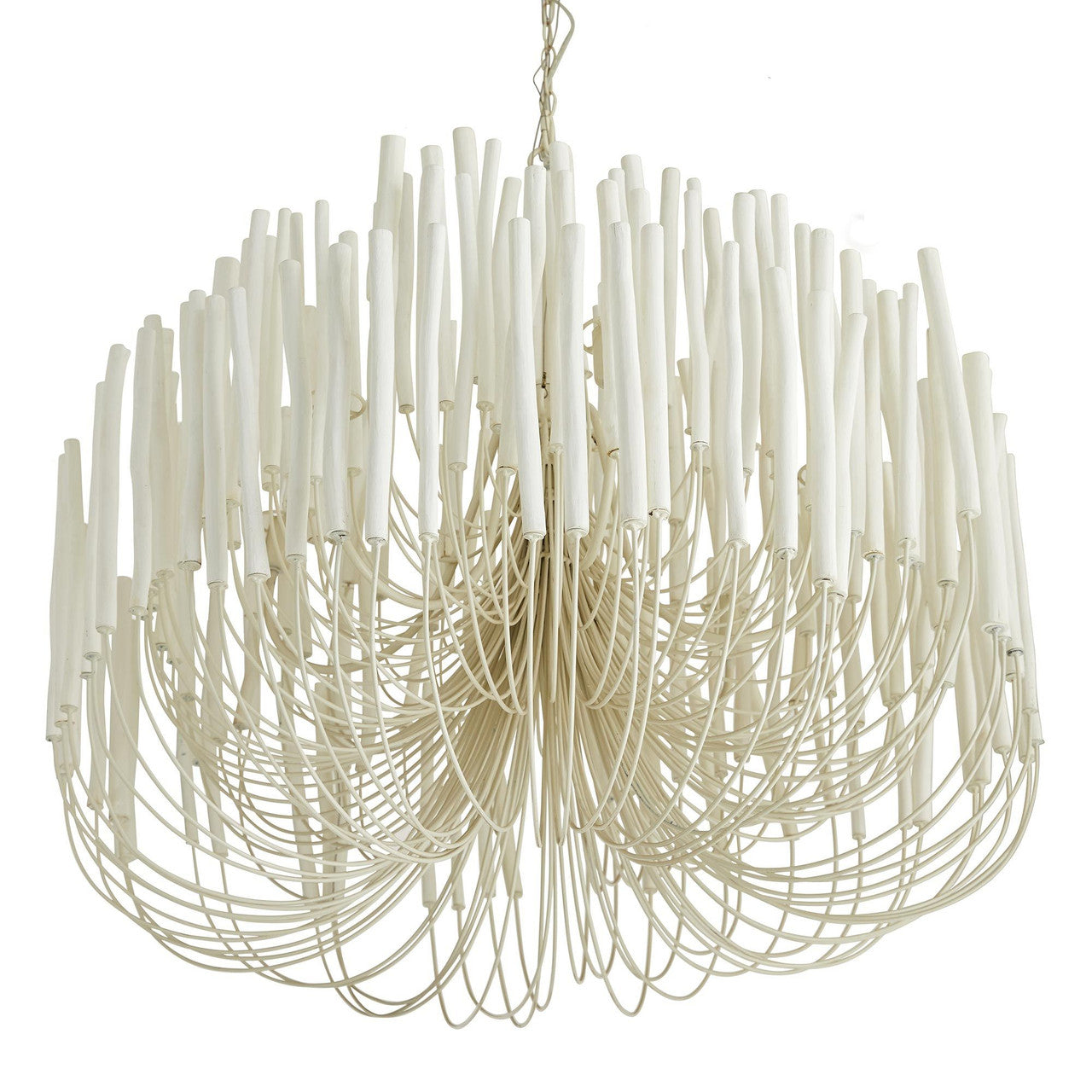 White Wood chandelier - Winslow Peak for dining room view 3