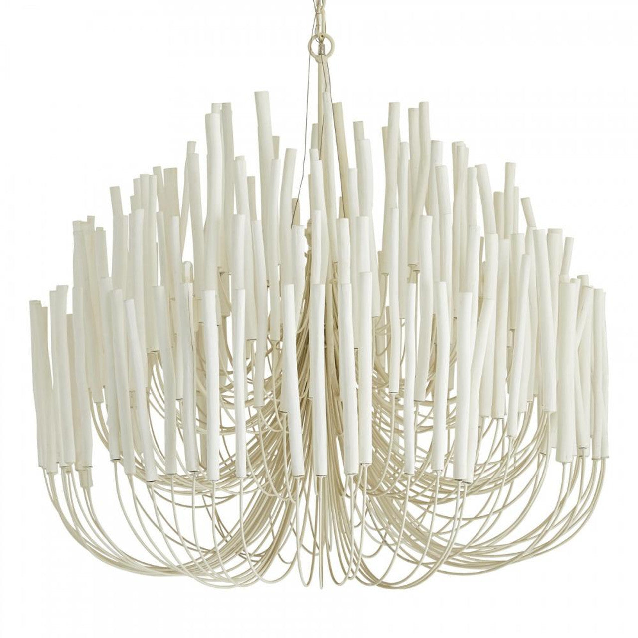 White Wood chandelier - Winslow Peak for dining room view 1