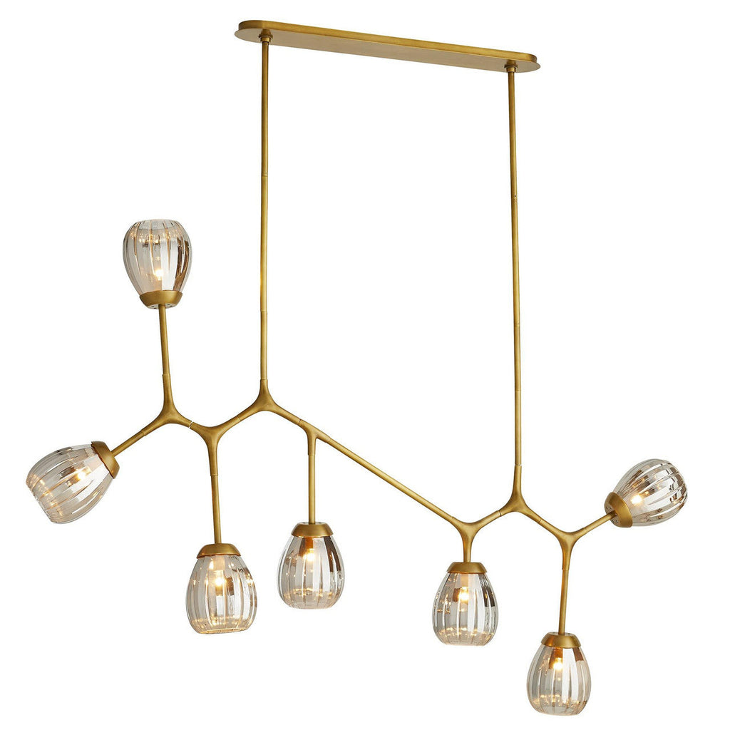 Antique Brass Glass Linear chandelier - Ottilie Meadow for dining room view 3
