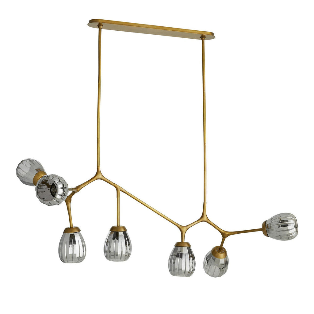 Antique Brass Glass Linear chandelier - Ottilie Meadow for dining room view 4