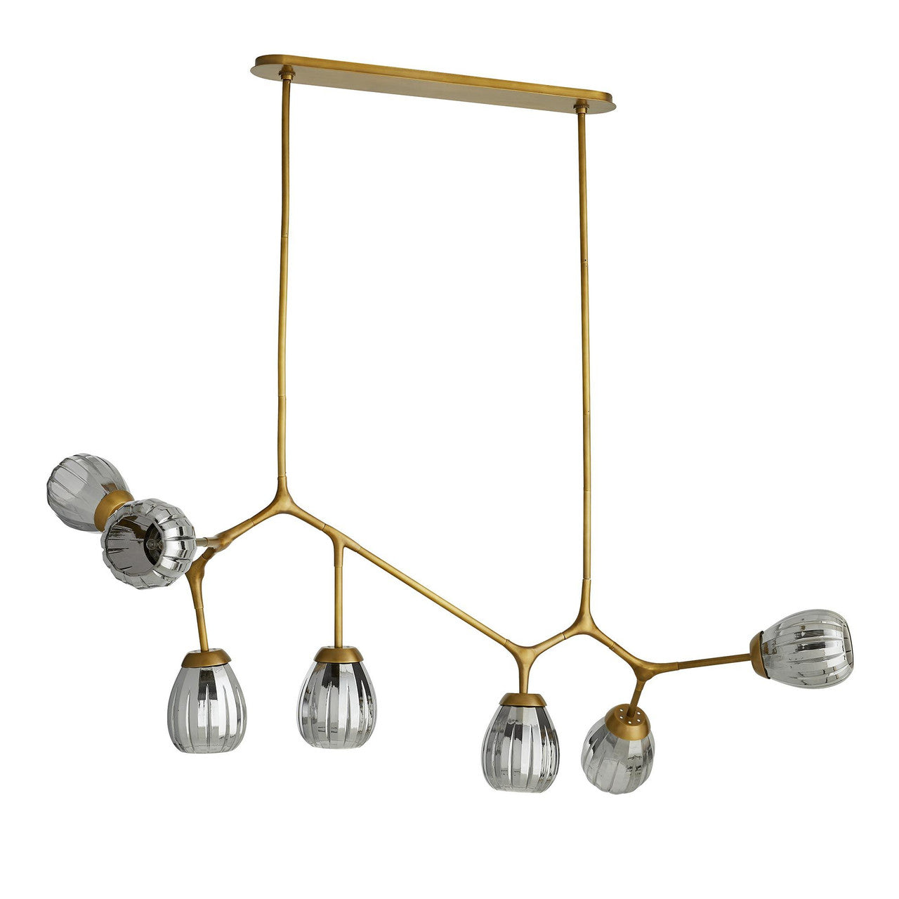 Antique Brass Glass Linear chandelier - Ottilie Meadow for dining room view 4
