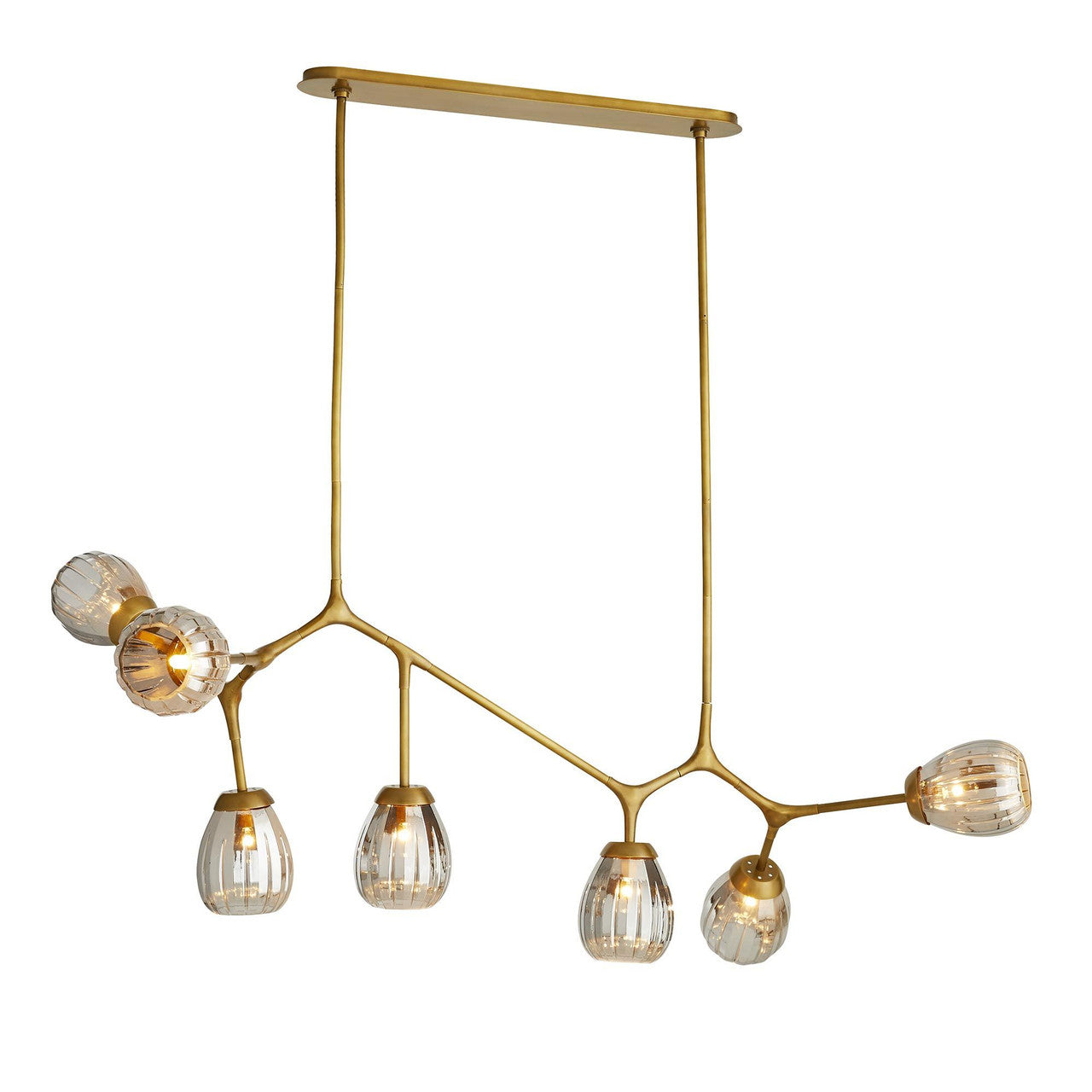 Antique Brass Glass Linear chandelier - Ottilie Meadow for dining room view 5