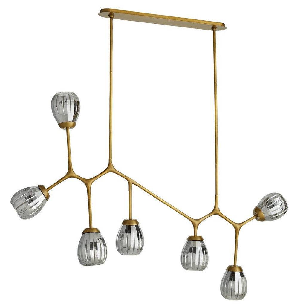 Antique Brass Glass Linear chandelier - Ottilie Meadow for dining room view 1