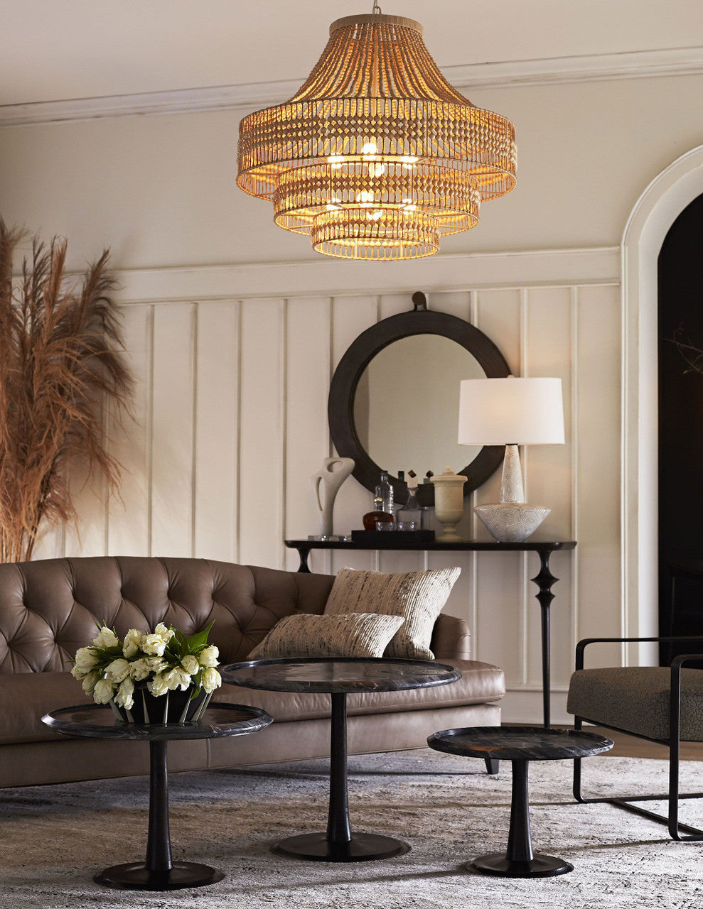 Antique Brass Acrylic Candle chandelier - Iris Point for dining room view 8