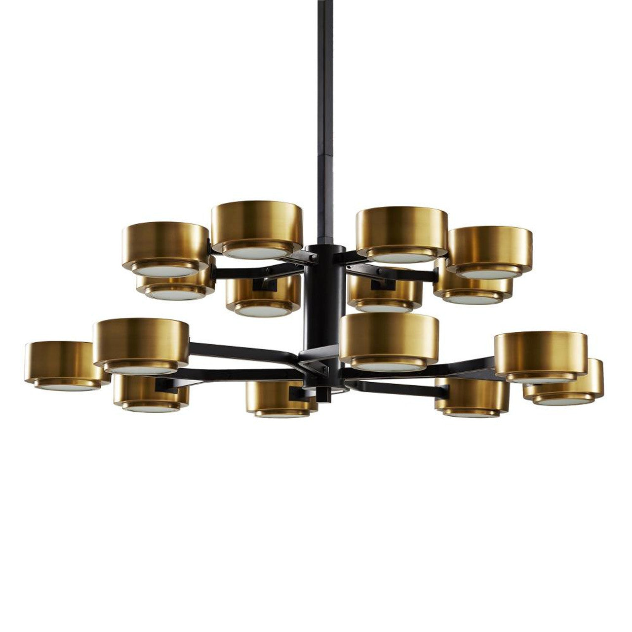 Antique Brass Glass Tiered chandelier - Belen Gleam for dining room view 1