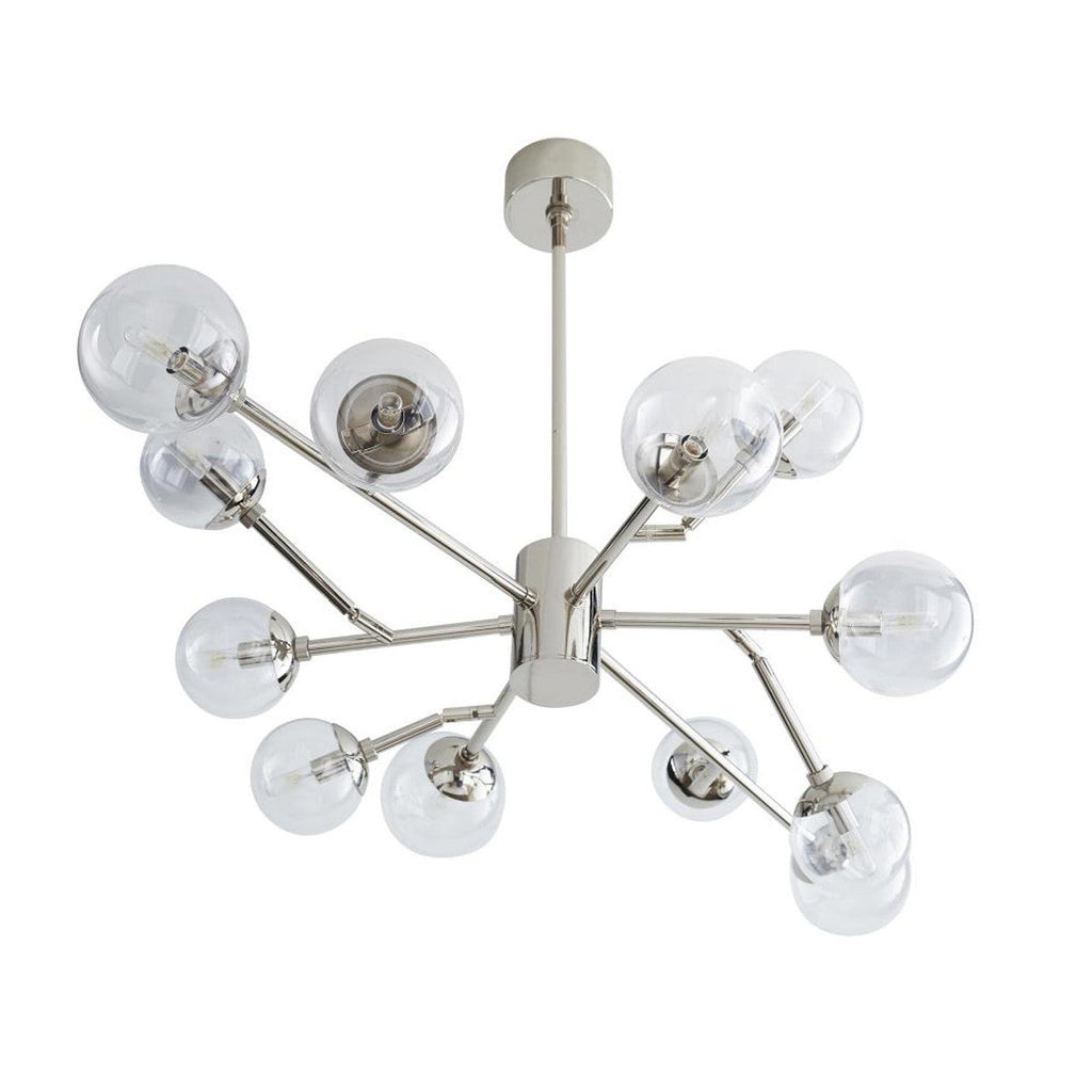 Polished Nickel Glass Round chandelier - Kaia Point for dining room view 3