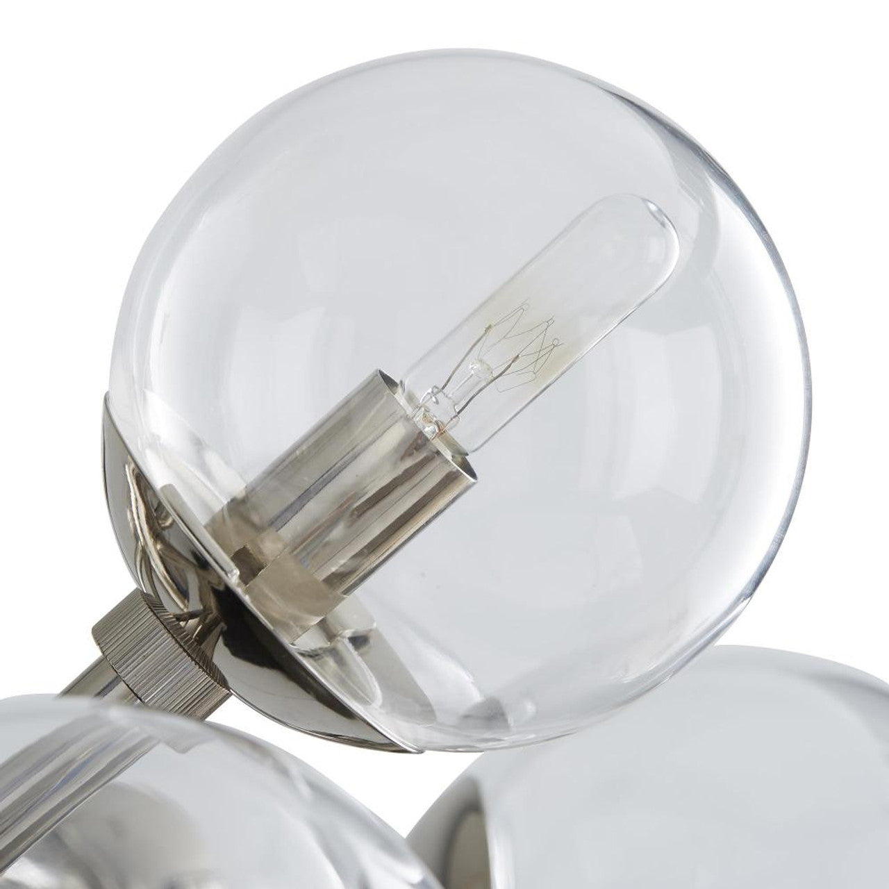 Polished Nickel Glass Round chandelier - Kaia Point for dining room view 2