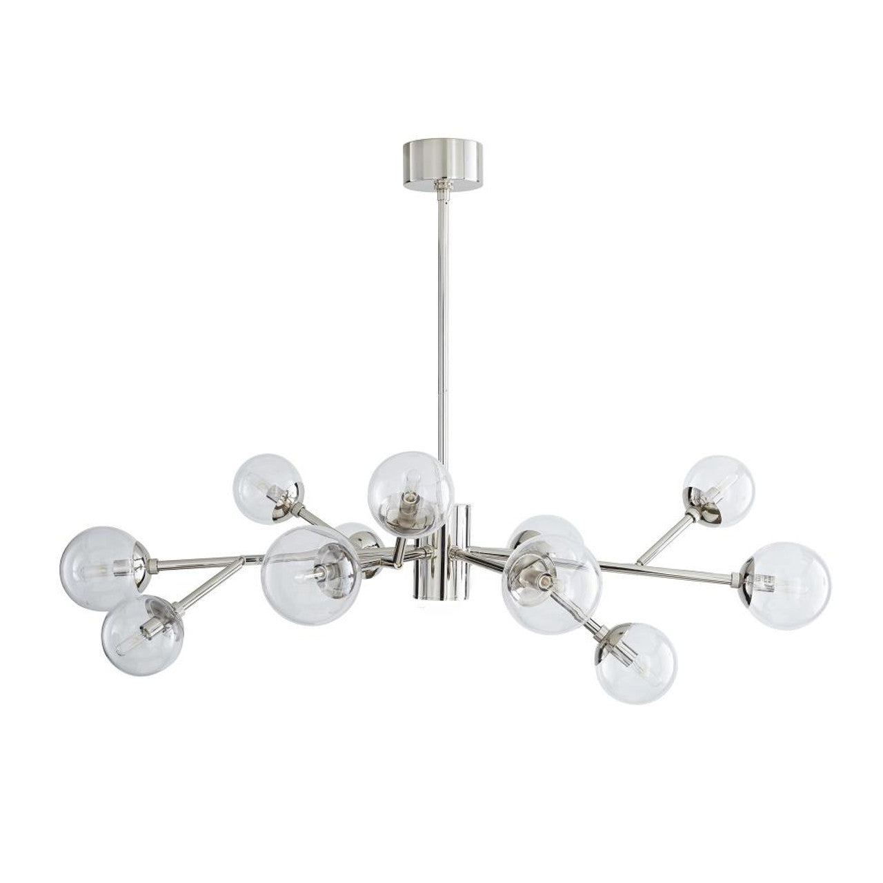 Polished Nickel Glass Round chandelier - Kaia Point for dining room view 1