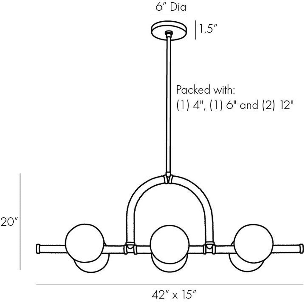 Black Glass Linear chandelier - Arden Meadow for dining room view 2