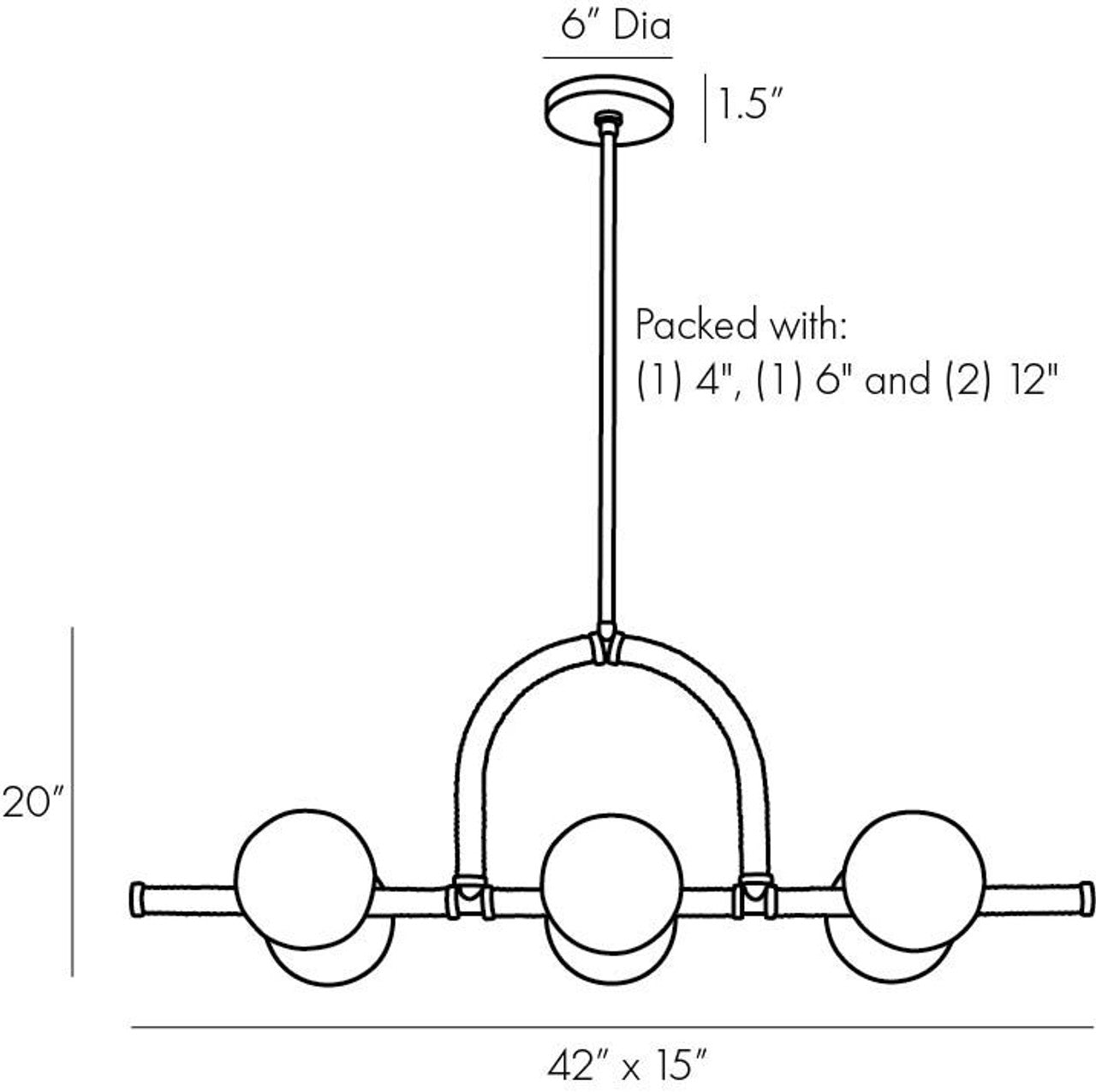 Black Glass Linear chandelier - Arden Meadow for dining room view 2