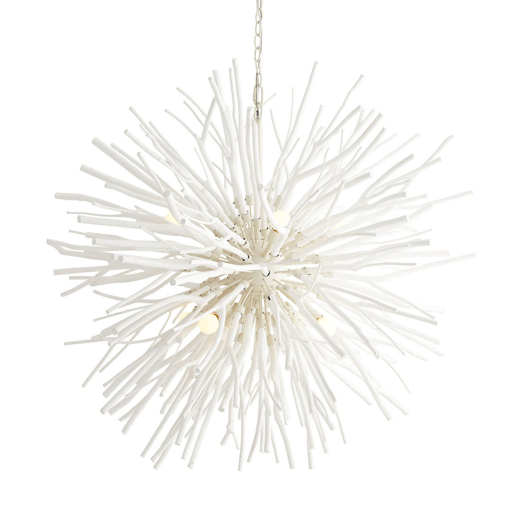 White Wood Round chandelier - Solene Point for dining room view 3