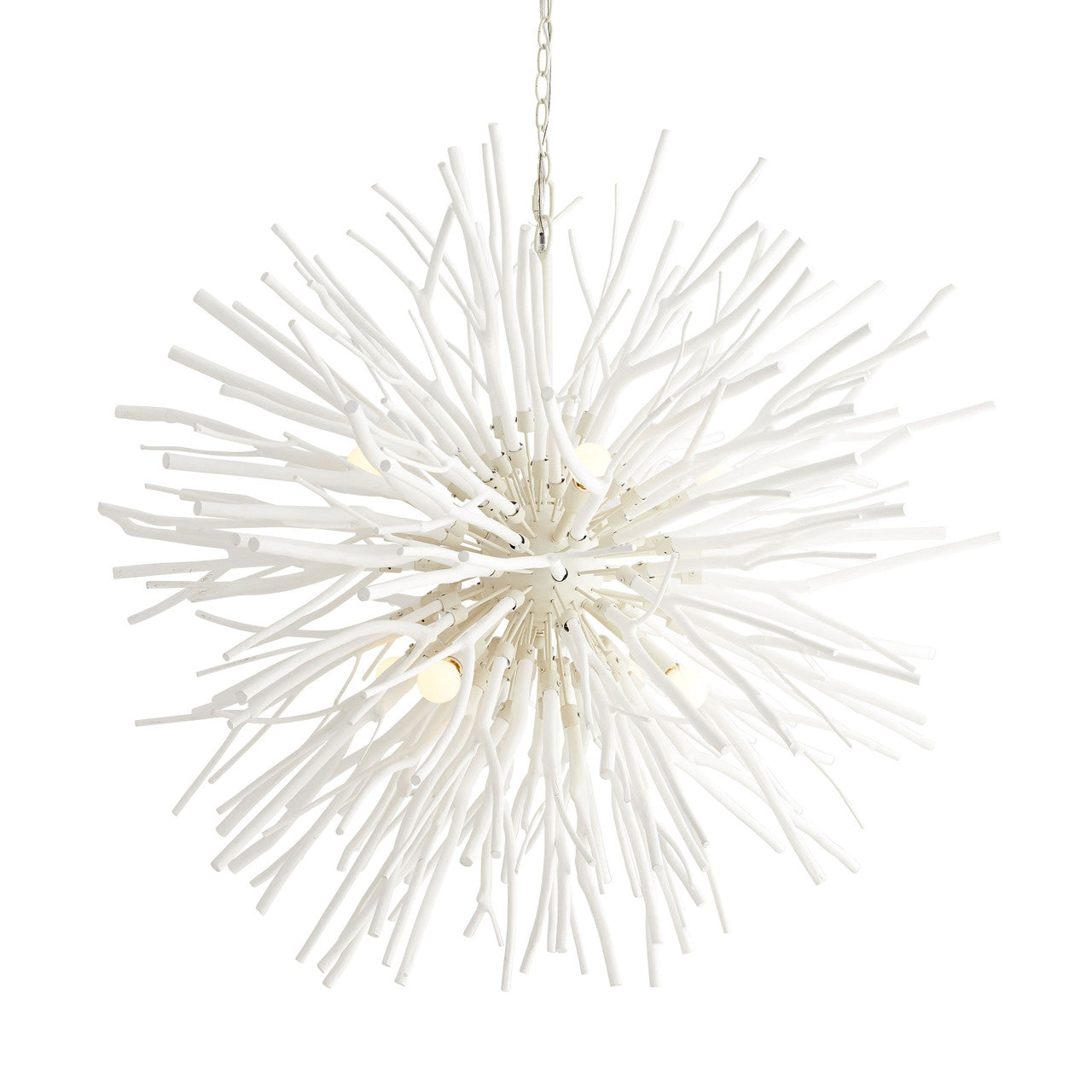 White Wood Round chandelier - Solene Point for dining room view 3