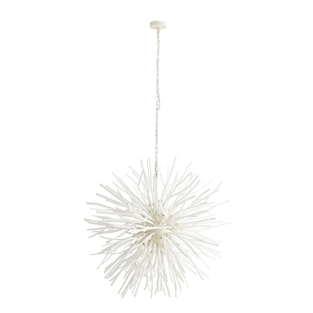 White Wood Round chandelier - Solene Point for dining room view 4