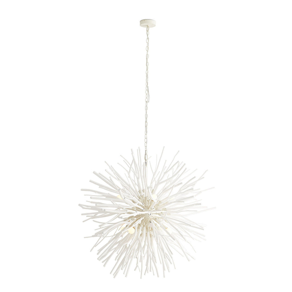 White Wood Round chandelier - Solene Point for dining room view 5