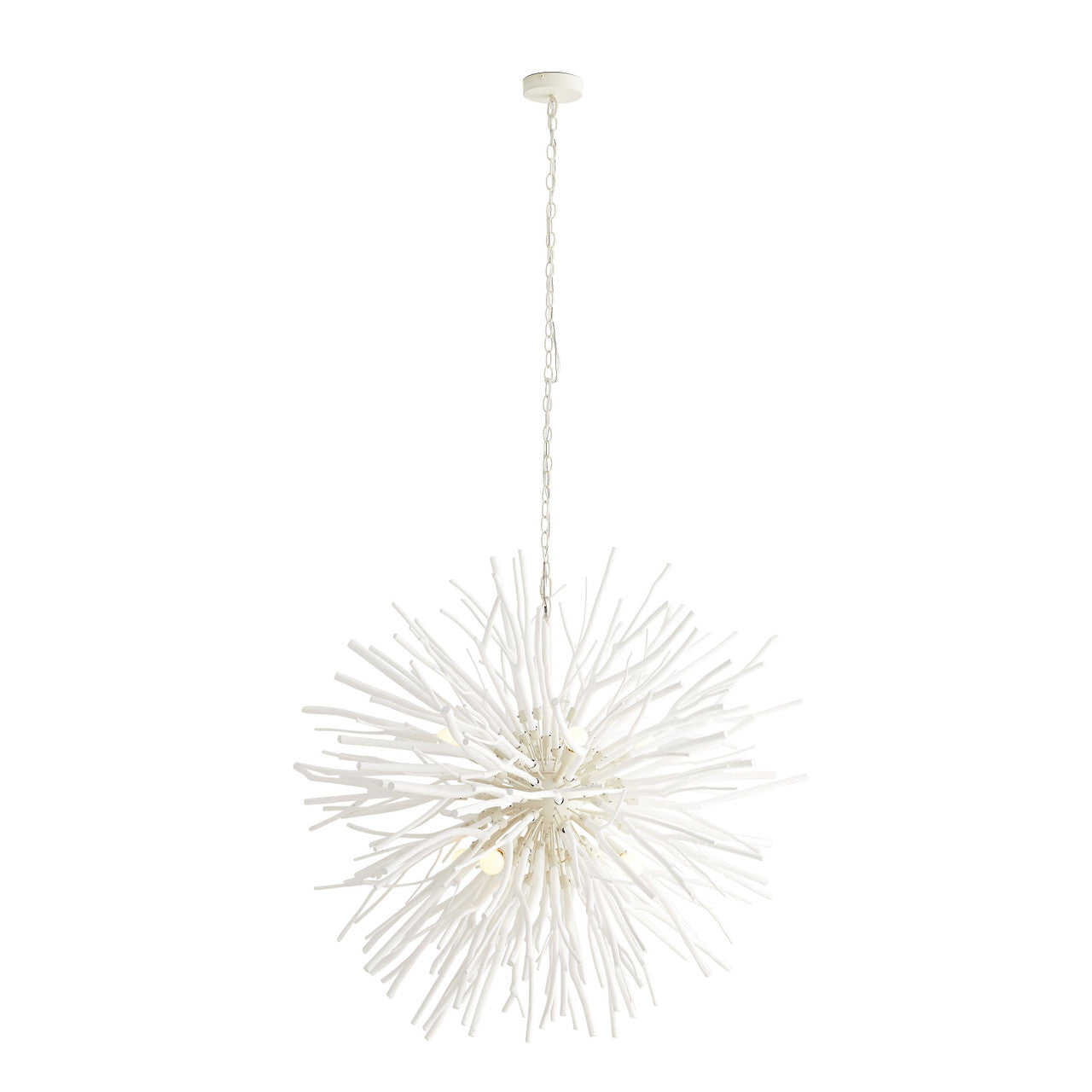 White Wood Round chandelier - Solene Point for dining room view 5