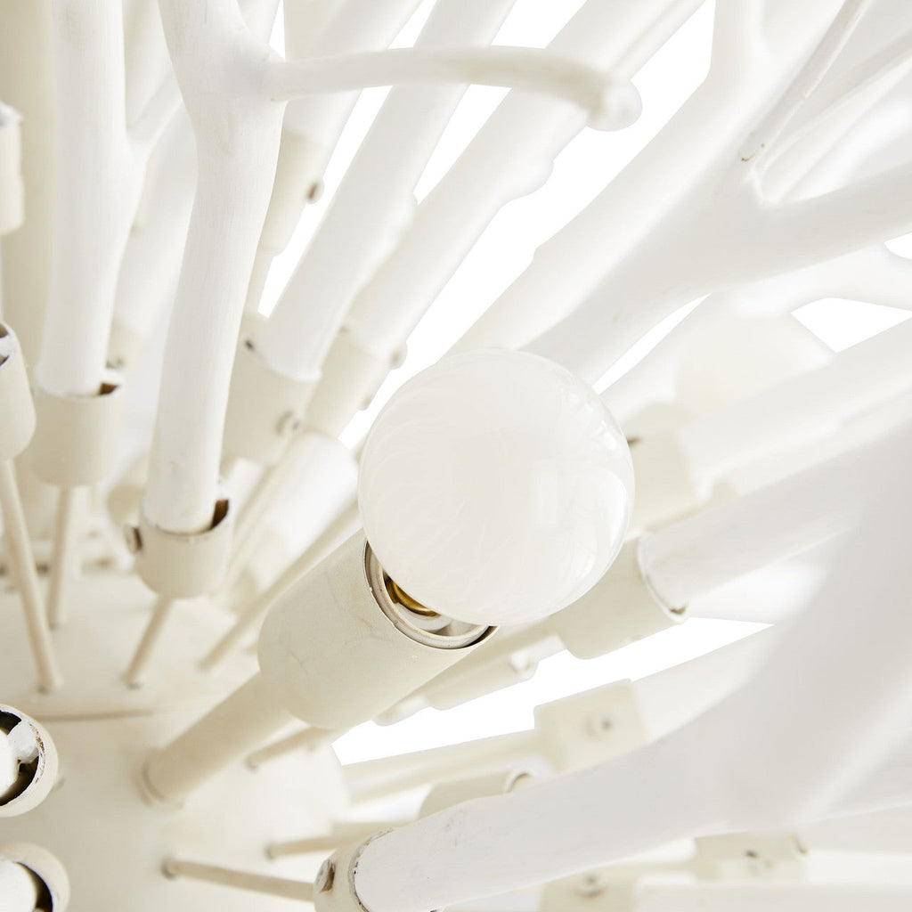 White Wood Round chandelier - Solene Point for dining room view 7