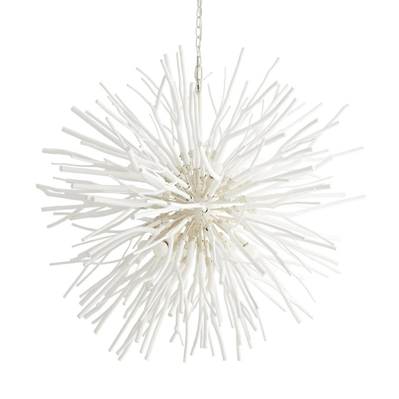 White Wood Round chandelier - Solene Point for dining room view 1