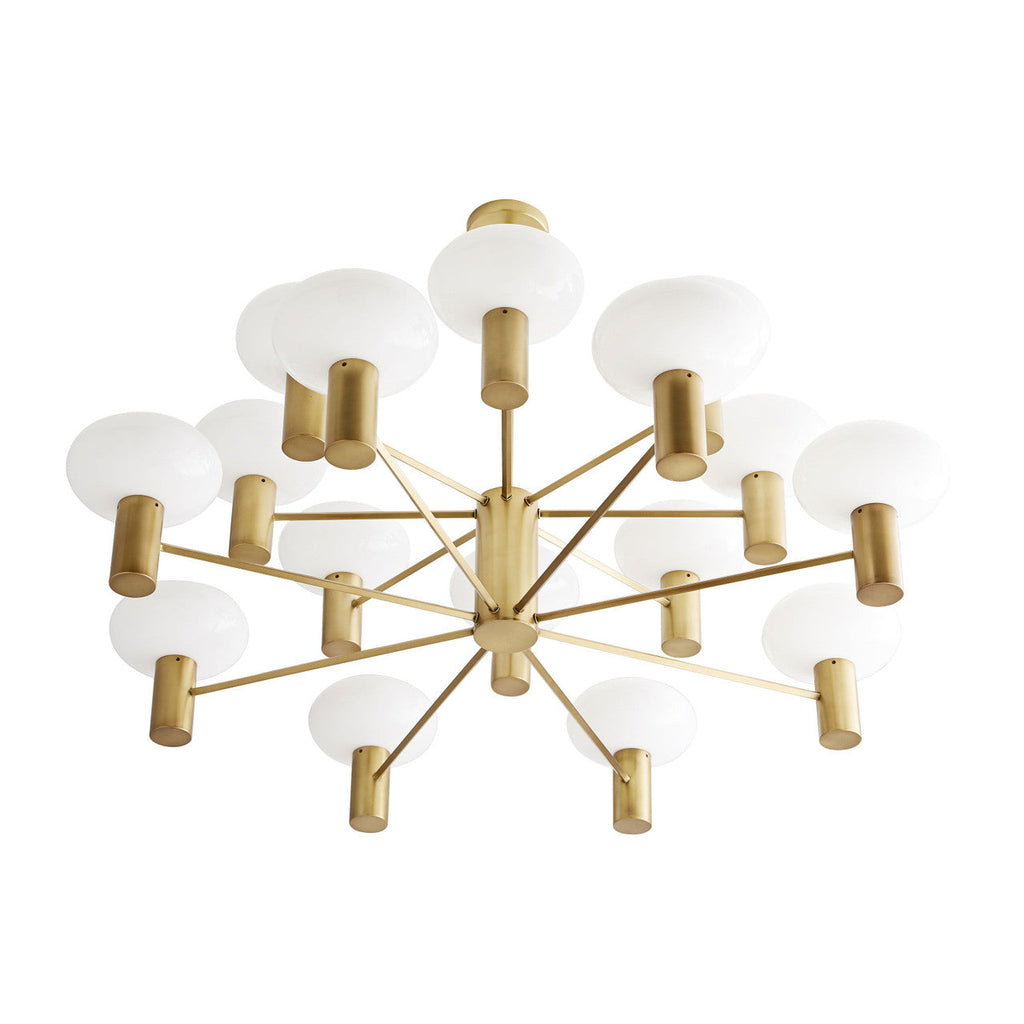 Antique Brass Glass Candle chandelier - Isla Point for dining room view 3