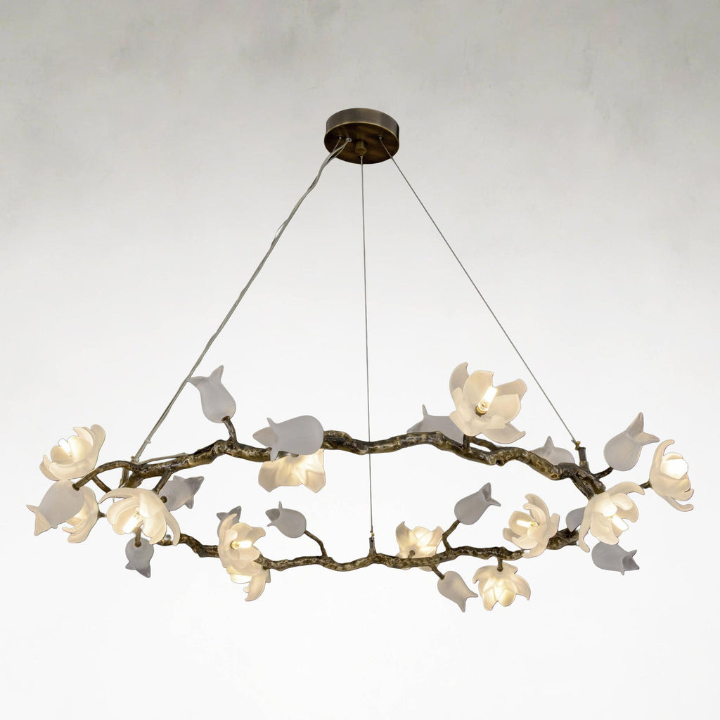 Bronze Acrylic Linear chandelier - Dahlia Stone for dining room view 1
