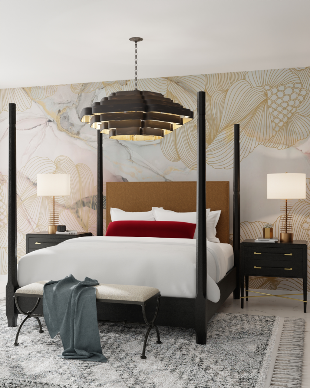Black Iron chandelier - Viana Meadow for dining room view 2
