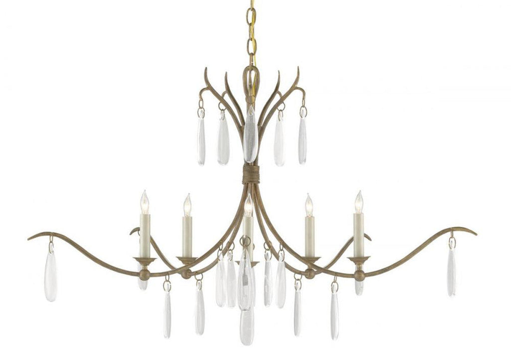 Gold Crystal Linear chandelier - Ivara Peak for dining room view 1