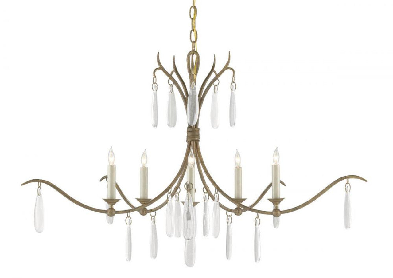 Gold Crystal Linear chandelier - Ivara Peak for dining room view 1