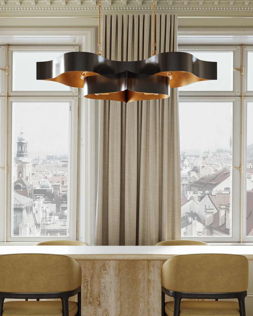 Black Iron chandelier - Aria Meadow for dining room view 2