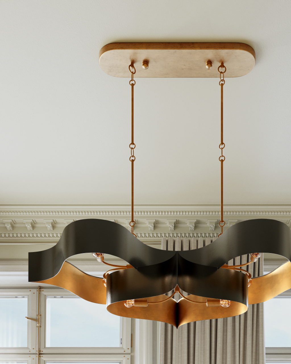 Black Iron chandelier - Aria Meadow for dining room view 4
