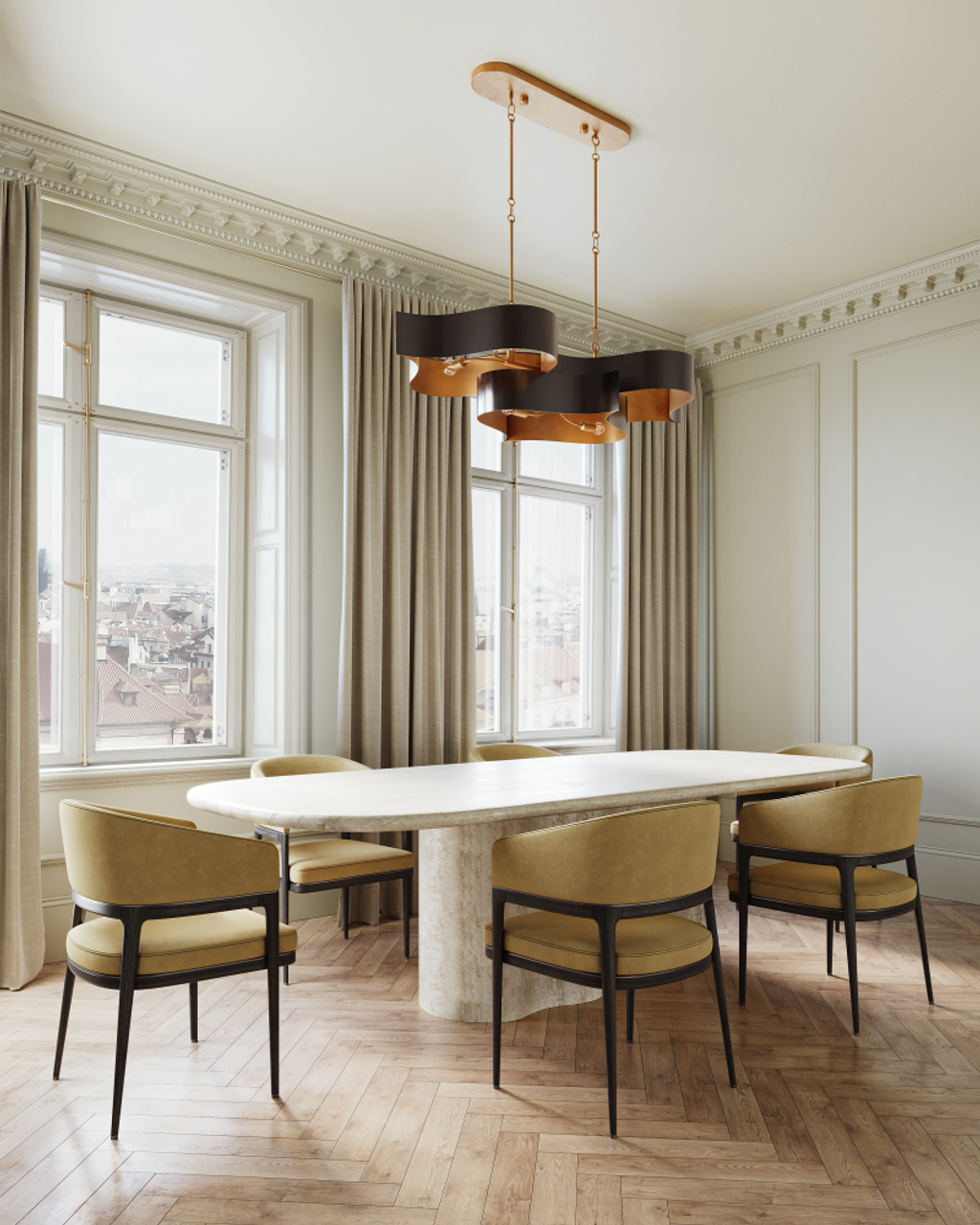 Black Iron chandelier - Aria Meadow for dining room view 3