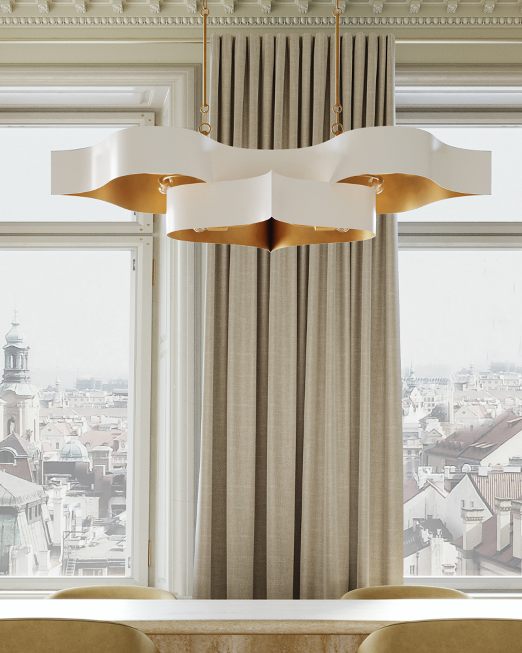 White Iron chandelier - Noor Peak for dining room view 2