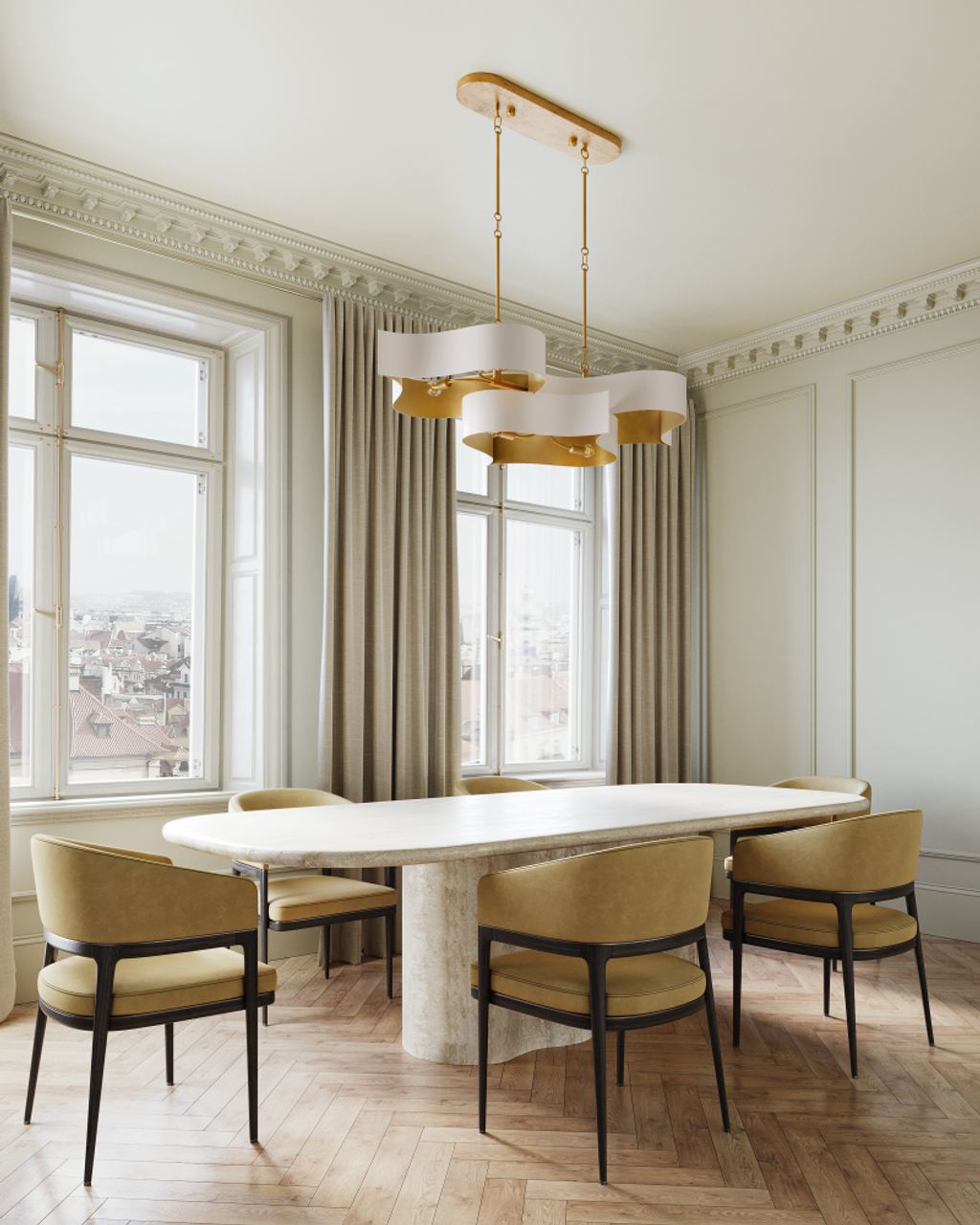White Iron chandelier - Noor Peak for dining room view 8