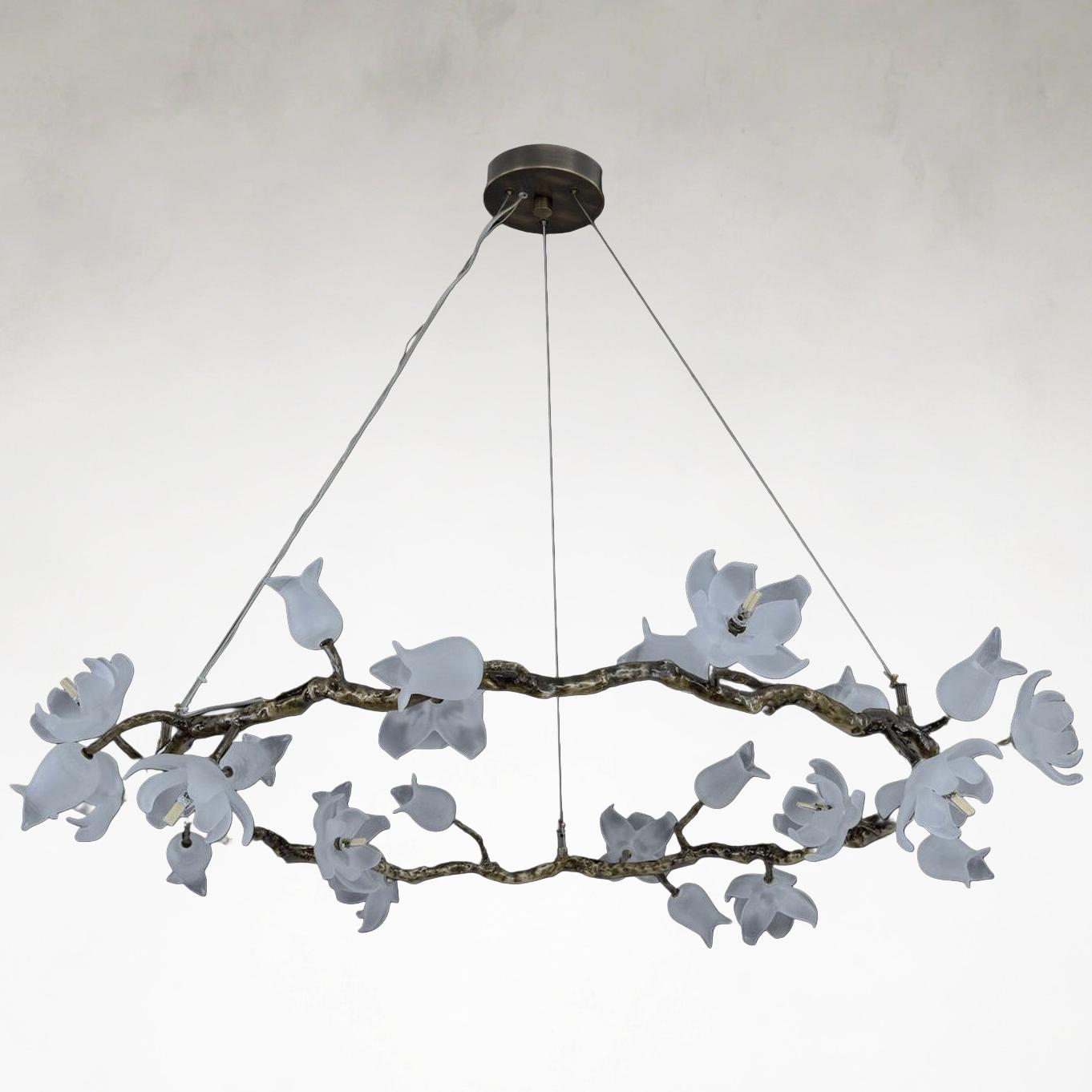 Bronze Acrylic Linear chandelier - Dahlia Stone for dining room view 4