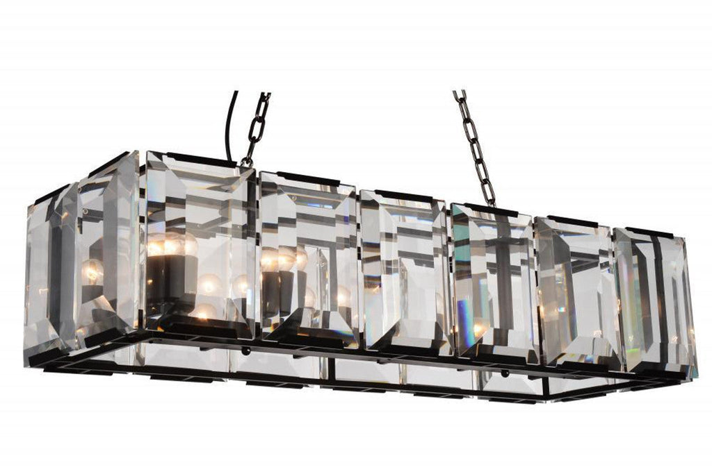 Black Crystal Round chandelier - Rosa Gleam for dining room view 1