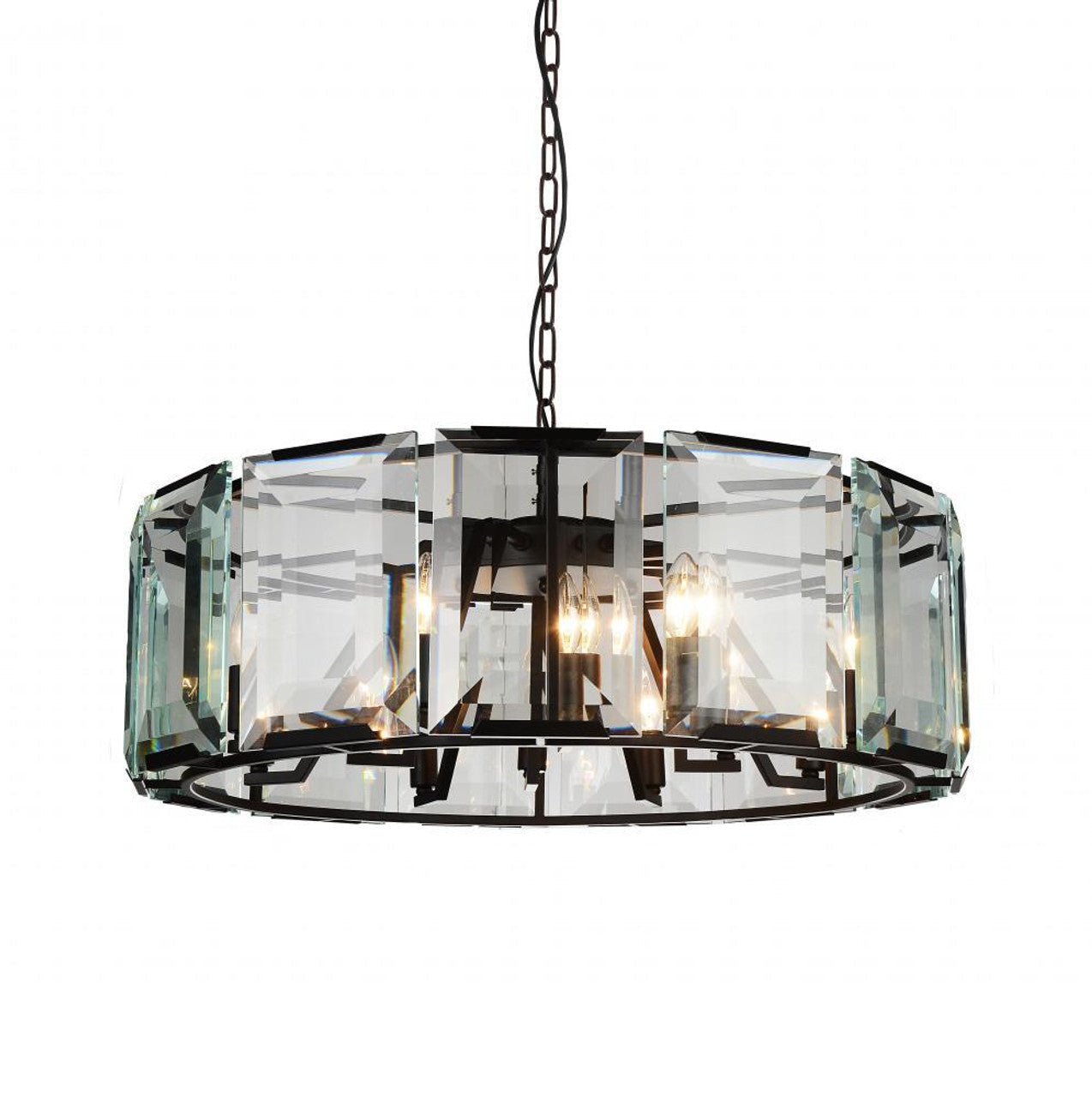 Black Glass chandelier - Sabine Gleam for dining room view 1