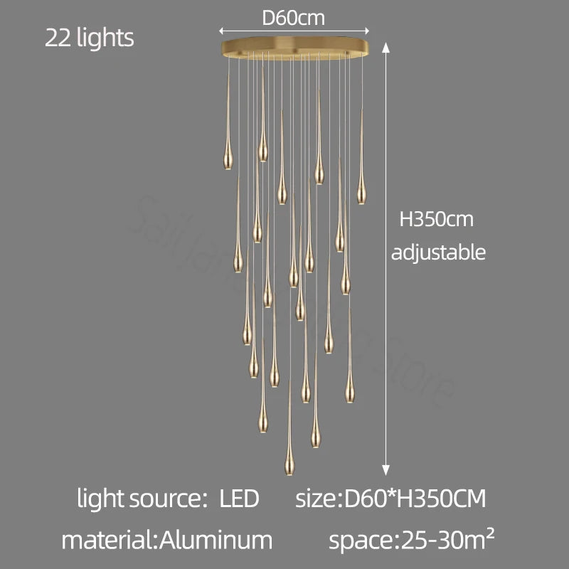Gold Linear chandelier - Caro House for dining room view 9
