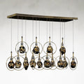 Polished Nickel Glass Linear chandelier - Ivara Stone for dining room view 1