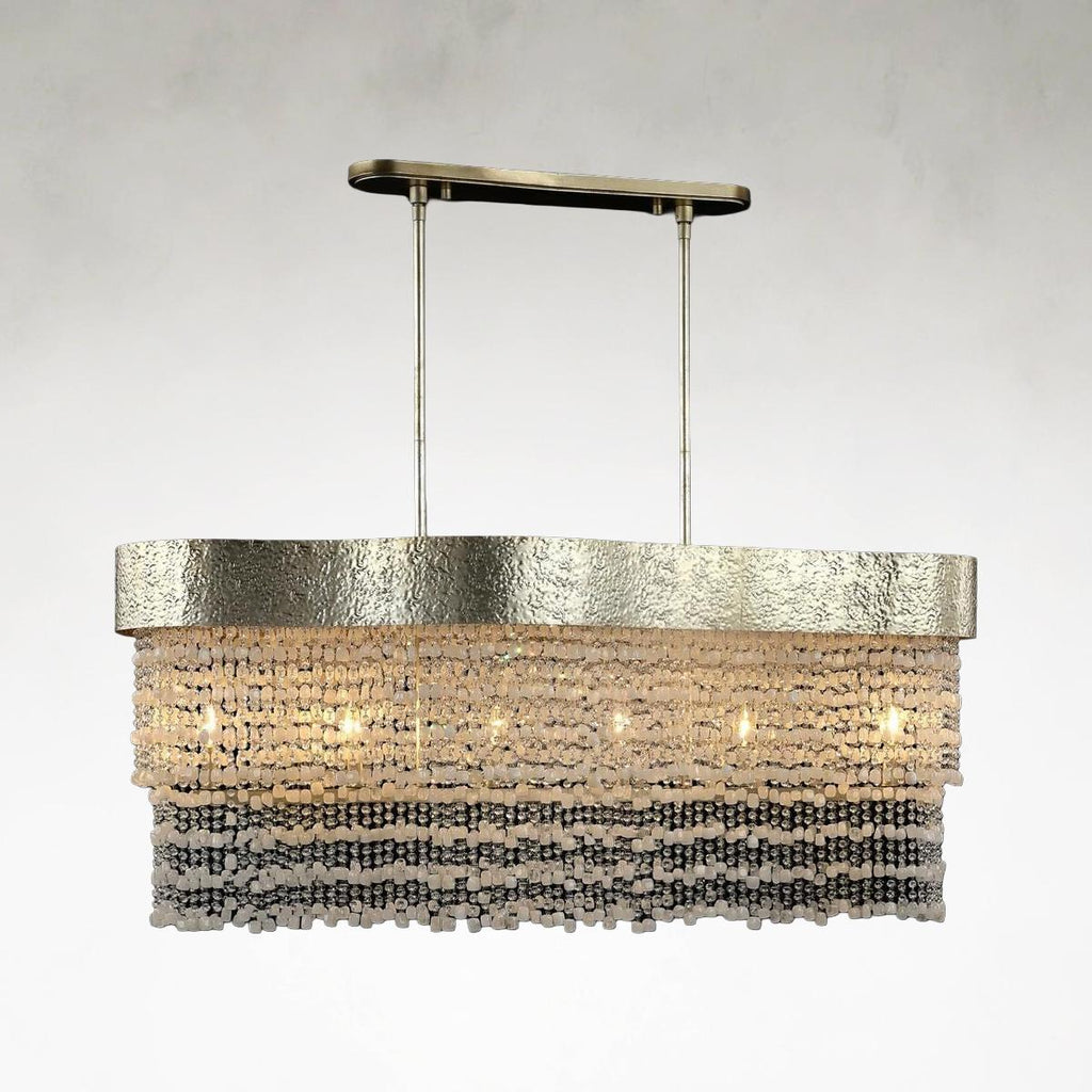 Silver Crystal Linear chandelier - Halo Stone for dining room view 1